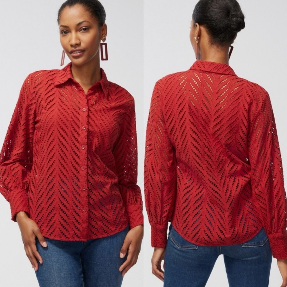Chico's Red Lace Blouse